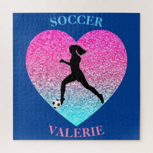 Meisjes Voetbal Gepersonaliseerde Jigzaag Puzzle Legpuzzel