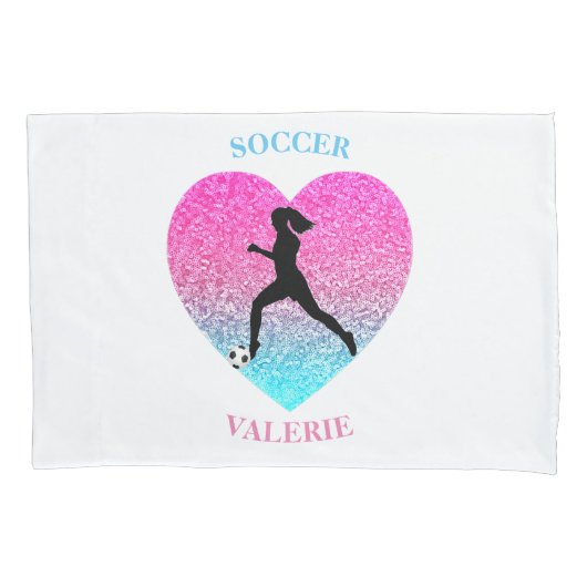 Meisjes Voetbal Gepersonaliseerde Pillowcase Kussensloop (Voorkant)