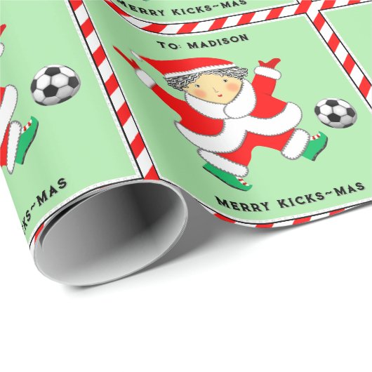 Meisjes Voetbal Kerstcadeau Cadeaupapier (Rol Hoek)