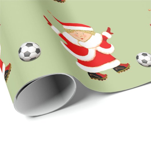 Meisjes Voetbal Kerstcadeau Cadeaupapier (Rol Hoek)