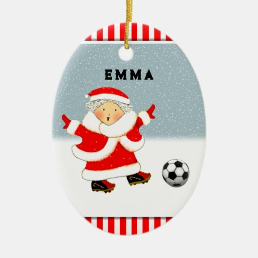 Meisjes Voetbal Kerstmis Collectible Keramisch Ornament (Voorkant)