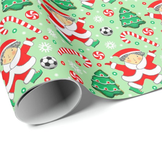 Meisjes Voetbal Kerstmis Vakantie Gift Cadeaupapier (Rol Hoek)