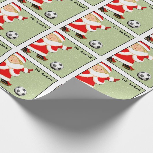Meisjes Voetbal Kerstmis Vakantie Gift Cadeaupapier (Hoek)