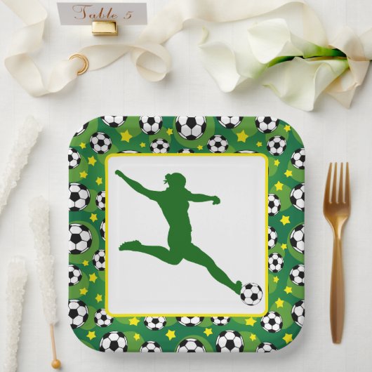 Meisjes Voetbal Party Papier Bord (Huwelijk)