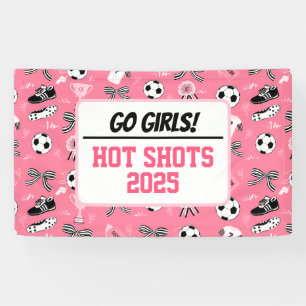 Meisjes voetbal team ondersteuning spandoek