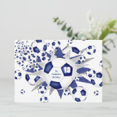 Meisjes Voetbal verjaardagsblauw voetbal blowout Aankondiging (Staand voorkant)