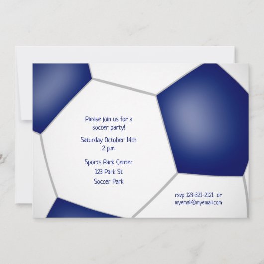 Meisjes Voetbal verjaardagsblauw voetbal blowout Aankondiging (Achterkant)