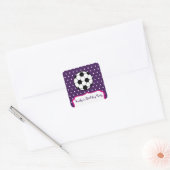 Meisje's Voetbal Verjaardagsfeest - Paarse W Roze Vierkante Sticker (Envelop)