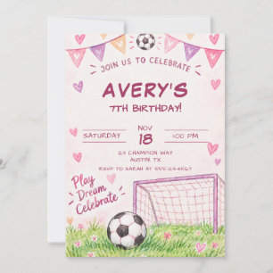 Meisjes Voetbal Verjaardagsfeest Uitnodiging