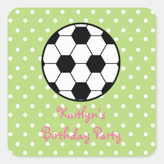 Meisjes Voetbal Verjaardagsfeestje Stickers (Voorkant)