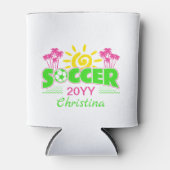 Meisjes Voetbal Zonneschijn Palmbomen Blikjeskoeler (Voorkant)