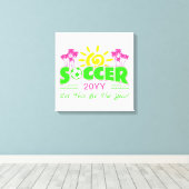 Meisjes Voetbal Zonneschijn Palmbomen Canvas Afdruk (Insitu (Houten vloer))