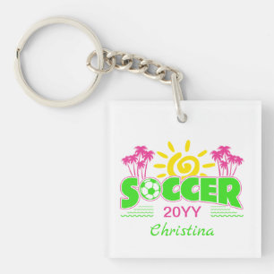 Meisjes Voetbal Zonneschijn Palmbomen Sleutelhanger