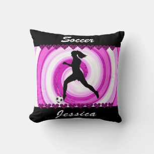 Meisjes Voetballen en Glitter Hearts Kussen