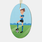 Meisjes voetbalspeler afbeelding keramisch ornament (Links)