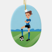 Meisjes voetbalspeler afbeelding keramisch ornament (Achterkant)
