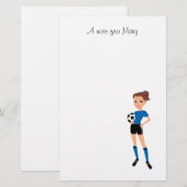 Meisjes Voetbalspeler Persoonlijk Briefpapier (Voorkant / Achterkant)