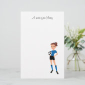 Meisjes Voetbalspeler Persoonlijk Briefpapier (Staand voorkant)