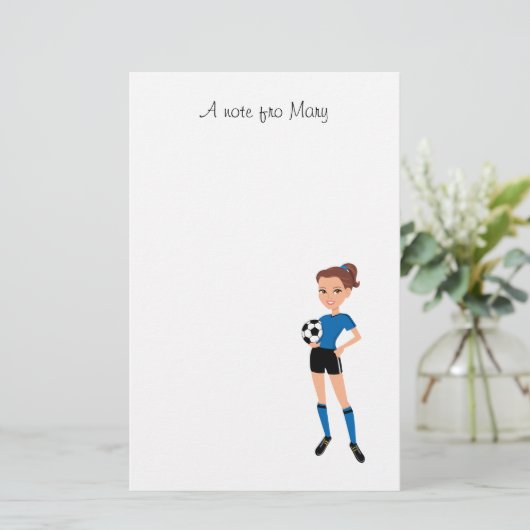 Meisjes Voetbalspeler Persoonlijk Briefpapier (Staand voorkant)