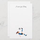 Meisjes Voetbalspeler Persoonlijk Briefpapier (Voorkant / Achterkant)