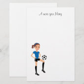 Meisjes Voetbalspeler Persoonlijk Briefpapier (Voorkant / Achterkant)