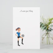Meisjes Voetbalspeler Persoonlijk Briefpapier (Staand voorkant)