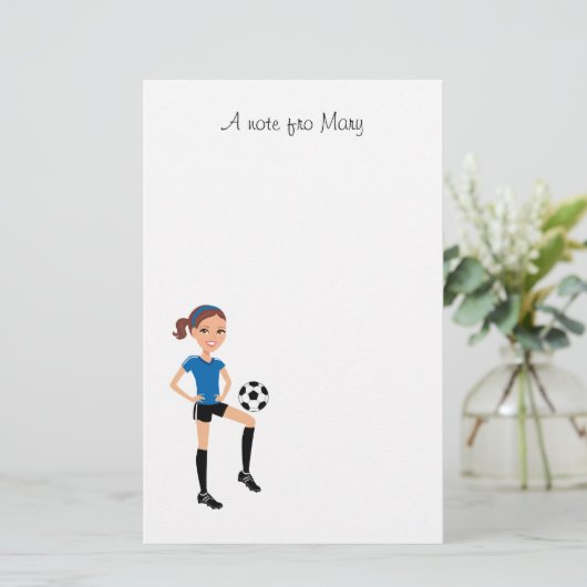 Meisjes Voetbalspeler Persoonlijk Briefpapier (Staand voorkant)
