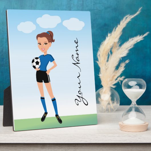 Meisjes Voetbalspeler Persoonlijk Fotoplaat (Zijkant)