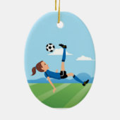 Meisjes Voetbalspeler Persoonlijk Keramisch Ornament (Achterkant)