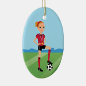 Meisjes Voetbalspeler Persoonlijk Keramisch Ornament (Rechts)