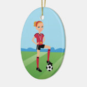 Meisjes Voetbalspeler Persoonlijk Keramisch Ornament (Links)