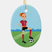 Meisjes Voetbalspeler Persoonlijk Keramisch Ornament (Achterkant)