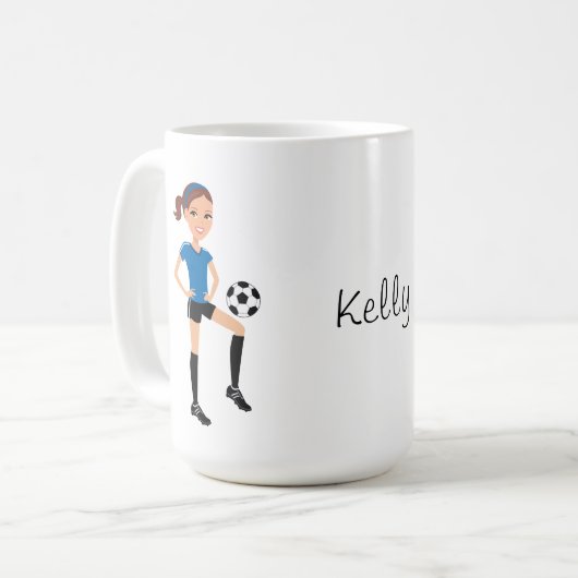 Meisjes Voetbalspeler Persoonlijk Koffiemok (Voorkant links)