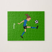 Meisjes Voetbalspeler Puzzle met tin Legpuzzel (Horizontaal)