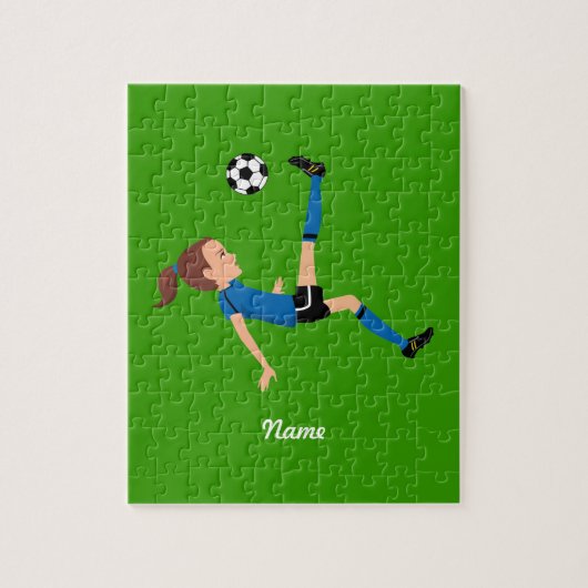 Meisjes Voetbalspeler Puzzle met tin Legpuzzel (Verticaal)