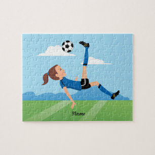 Meisjes Voetbalspeler Puzzle met tin Legpuzzel