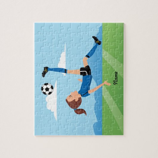 Meisjes Voetbalspeler Puzzle met tin Legpuzzel (Verticaal)