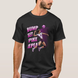 Meisjes Volleybal Bump Set Spike Herhaal Pinkberry T-shirt