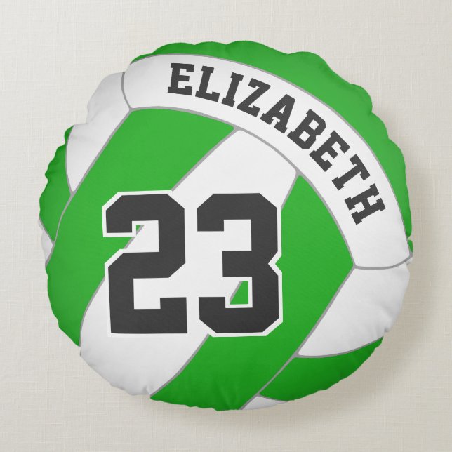 Meisjes volleybal ELKE kleur met haar naam Rond Kussen (Voorkant)