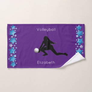 Meisjes Volleybal Graven Paarse Sterren Handdoek