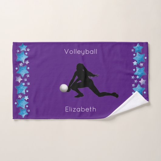 Meisjes Volleybal Graven Paarse Sterren Handdoek (Handdoek)