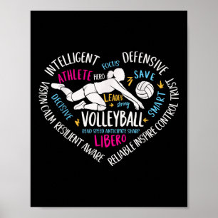 Meisjes Volleybal Libero Heart Volley voor Tiener  Poster