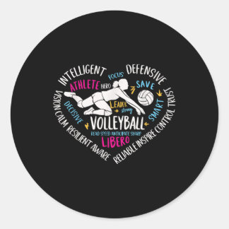 Meisjes Volleybal Libero Heart Volley voor Tiener  Ronde Sticker