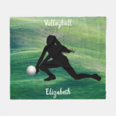 Meisjes Volleybal op Green Fleece Deken (Voorkant (Horizontaal))