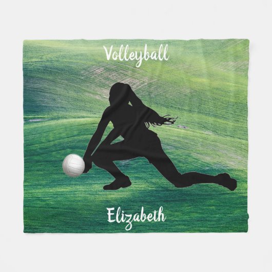 Meisjes Volleybal op Green Fleece Deken (Voorkant (Horizontaal))