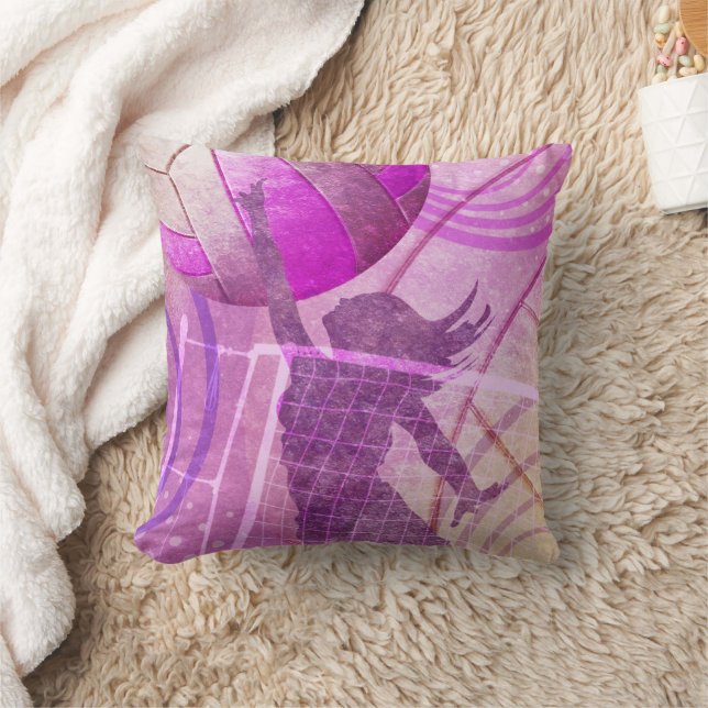 Meisjes Volleybal Speler bij Net Kussen (Deken)