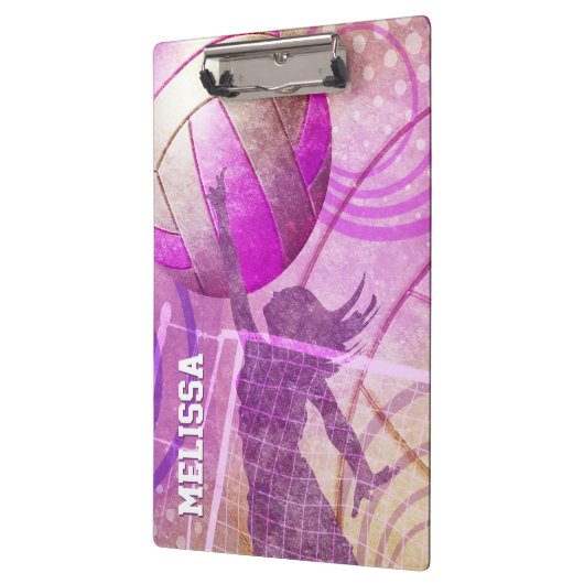 Meisjes Volleybal Speler springen bij het net Klembord (Links)