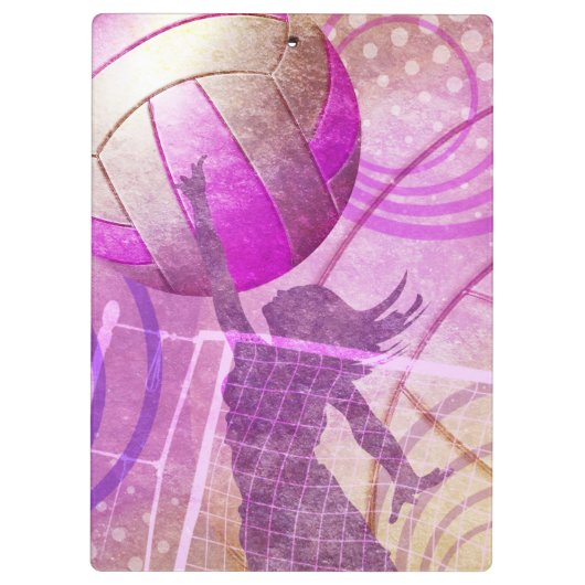 Meisjes Volleybal Speler springen bij het net Klembord (Achterkant)