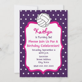 Meisjes Volleyball Birthday Invite - Paars met roz Kaart