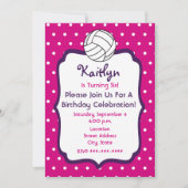 Meisjes Volleyball Birthday Invite - Roze met Paar Kaart (Voorkant)
